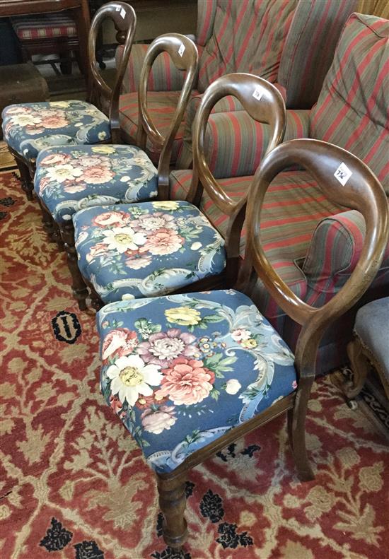 4 Victorian balloon back dining chairs